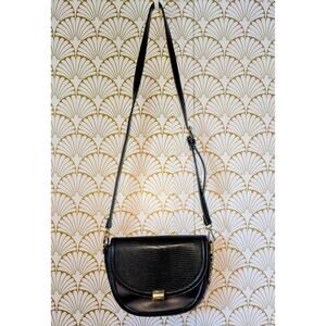 Black Crossbody Bag with Gold Chain Detail